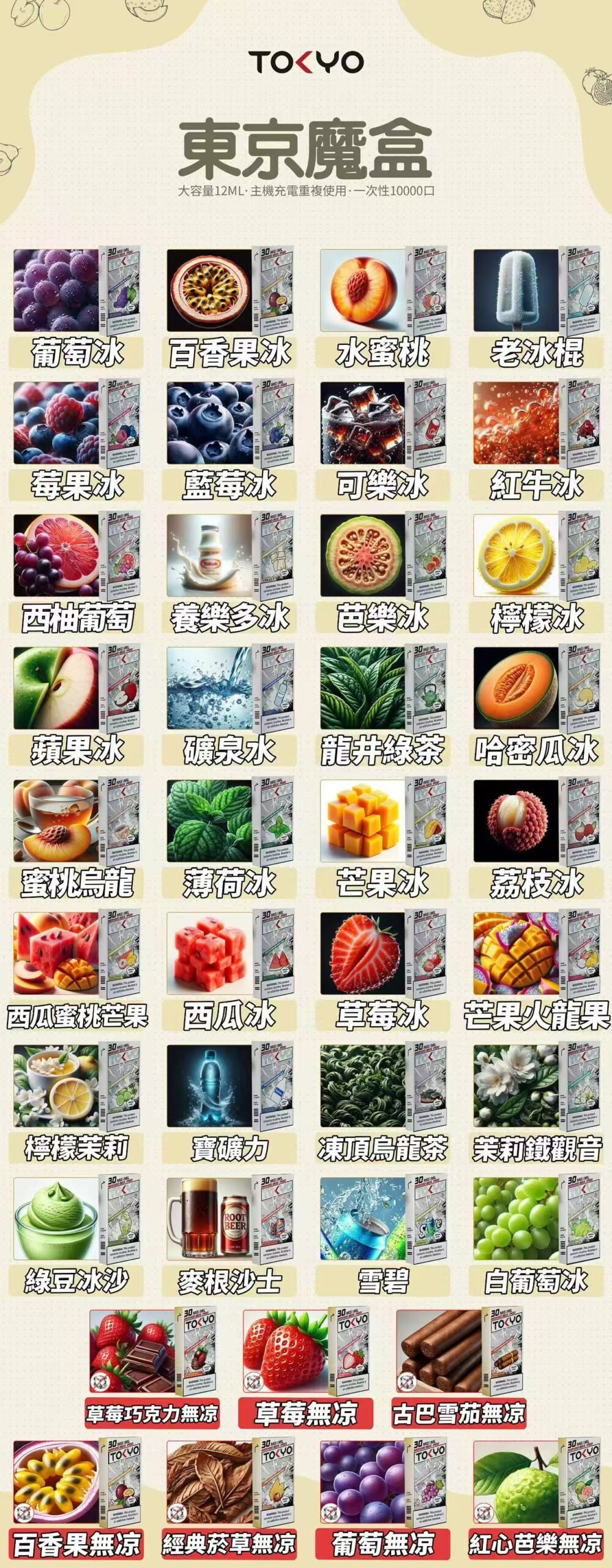 TOKYO MOHOO BOX 東京魔盒煙彈 12ml大容量10000口– MESH網狀霧化 39種口味 單顆裝 【滿三盒加購100送主機・711到付現貨】:圖片 2